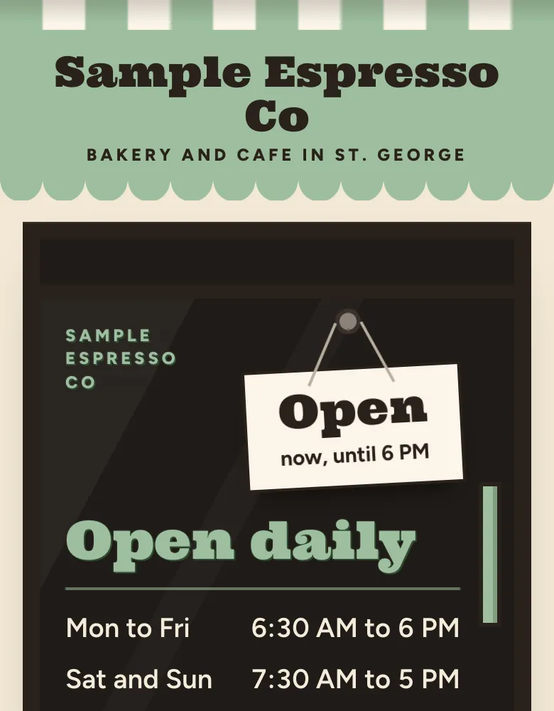 Sample website for a made-up cafe